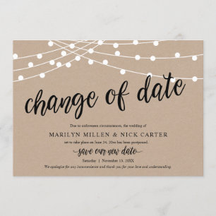 Change of date, String lights, Announcement Card