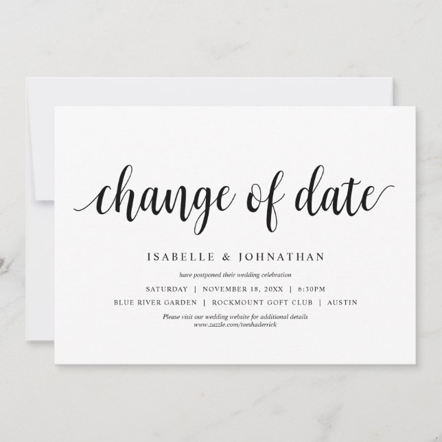 Change of date, Wedding Change the date Invitation (Front)
