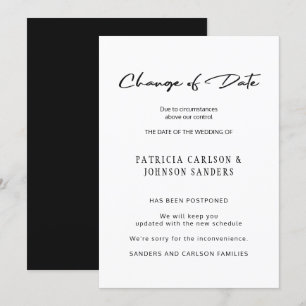 Change of date wedding postponement announcement