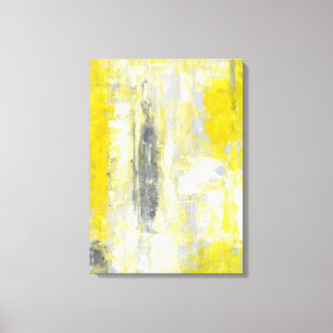 'Change of Mind' Grey and Yellow Abstract Art Canvas Print