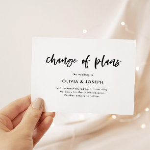 Change of Plans   Black and White Casual Script Postcard