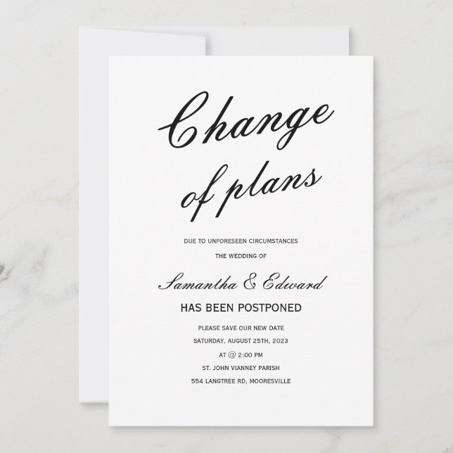 Change of Plans Card (Front)