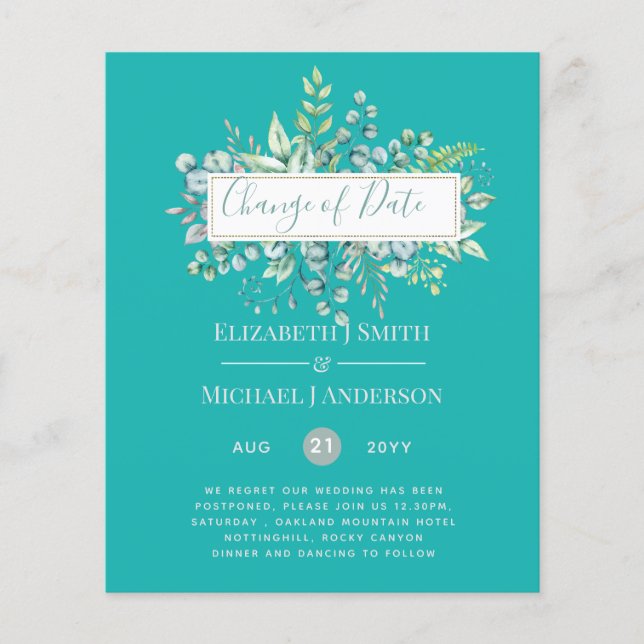 Change of Plans Date Greenery Eucalyptus Event (Front)