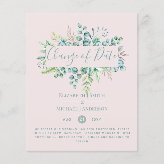 Change of Plans Date Greenery Eucalyptus Event (Front)