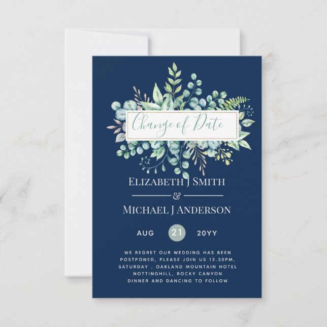 Change of Plans Date Greenery Eucalyptus Event (Front)