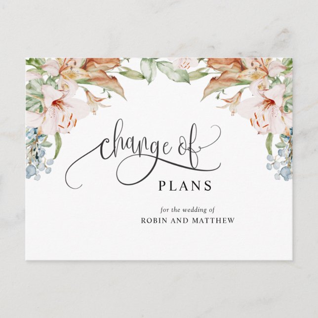 Change of Plans, Earthy Beige Wedding Cancelled Announcement Postcard (Front)