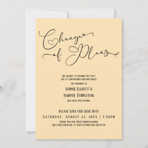Change of Plans, Elegant Peach New Wedding Date Invitation