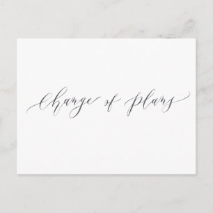 Change of plans greenery wedding postponement postcard