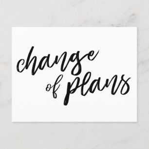 Change of Plans Modern White Postponement Announcement Postcard