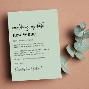 Change of Plans New Venue Sage Wedding Update Announcement