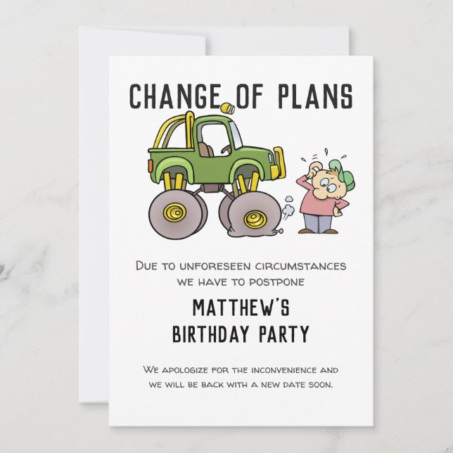 Change Of Plans Party Cancellation Postpone Humour Invitation (Front)