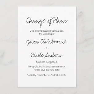 Change of Plans Postpone Wedding Enclosure Card