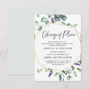 Change Of Plans Postponed Eucalyptus Lavender Invitation