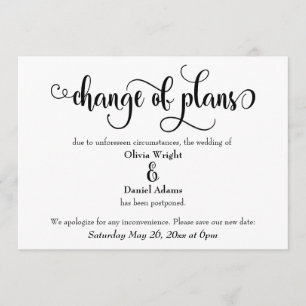 "Change of Plans" Postponed Wedding Announcement