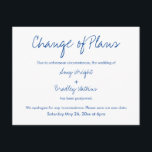 Change of Plans Postponed Wedding Navy White Card<br><div class="desc">Here's a simple card for notifying your guests if it's become necessary to change your wedding date. Use the template fields to add your personal details and make this unique, modern design your own. All colours and fonts can be edited if you prefer a change. Please reach out with any...</div>