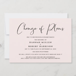 Change of Plans Postponement Light Pink Announcement
