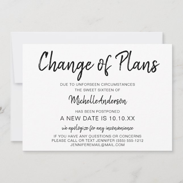 Change of Plans Sweet Sixteen (Front)