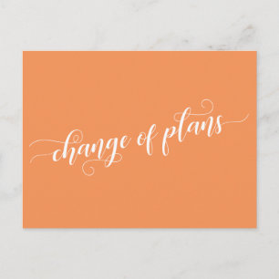 Change of Plans Tangerine Postponed Wedding Postcard