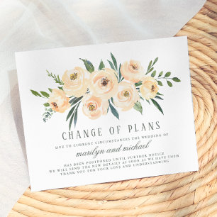 Change Of Plans Updated Plans Wedding Postponement Invitation Postcard