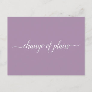 Change of Plans Wedding Cancelled Postponed Purple Announcement Postcard