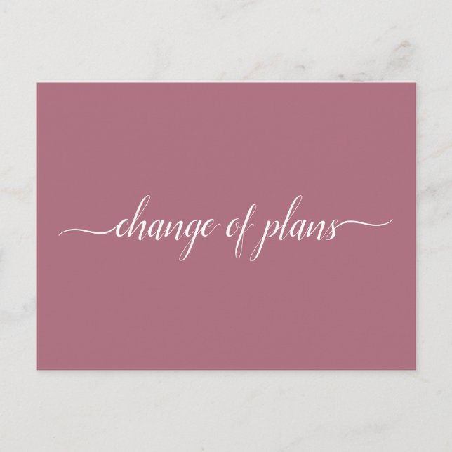 Change of Plans Wedding Cancelled Postponed Rose Announcement Postcard (Front)