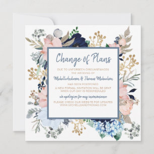 Change of Plans Wedding Dusty Blue Pink Floral Save The Date