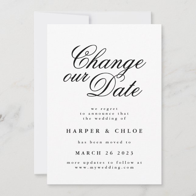 Change our Date Save The Date (Front)