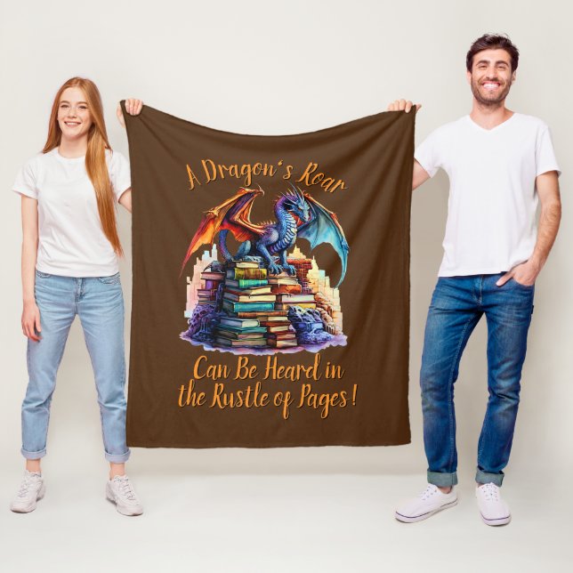 Change Text, A Dragon's Roar Heard Rustle of Pages Fleece Blanket (In Situ)