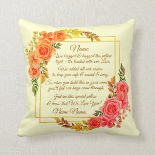 Change Text Add Name Cream Floral I Hug We Hugged  Throw Pillow