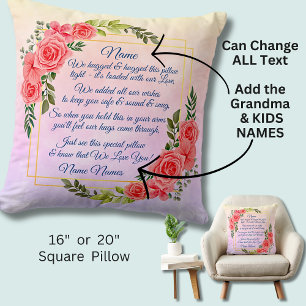 Change Text Add Name Floral Rose I Hug We Hugged   Throw Pillow