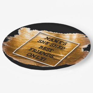 Change Text Add Name She Shed Gold Brush Stroke    Paper Plate