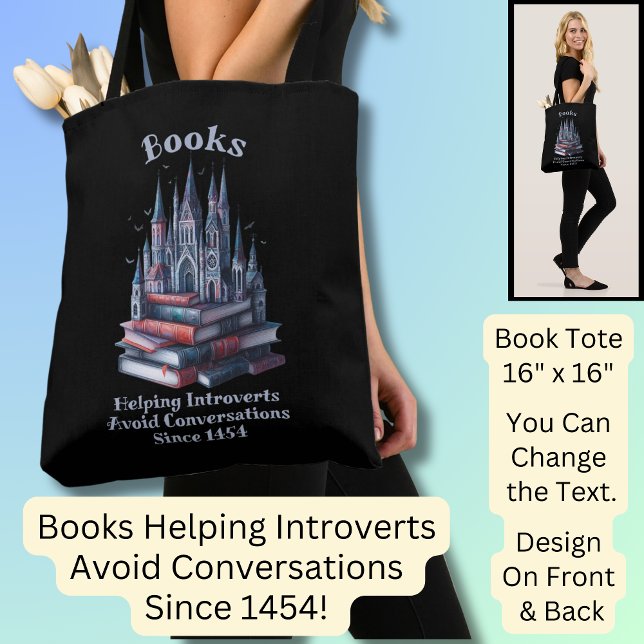 Change Text, Books Helping Introverts Avoid,  Tote Bag (Creator Uploaded)