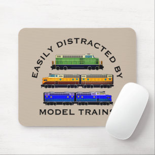 Change Text Easily Distracted Model Trains Diesel  Mouse Pad