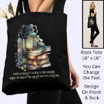 Change Text, Gothic Books & Lantern, Quote, Black Tote Bag<br><div class="desc">You Can Change Any Text - Add a Name etc. - - Goth / Magic Books in Library - - see my store for lots more great Dragon Lair Gifts.</div>