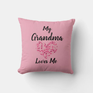 Change Text Grandmother Name My Grandma Loves Me Throw Pillow