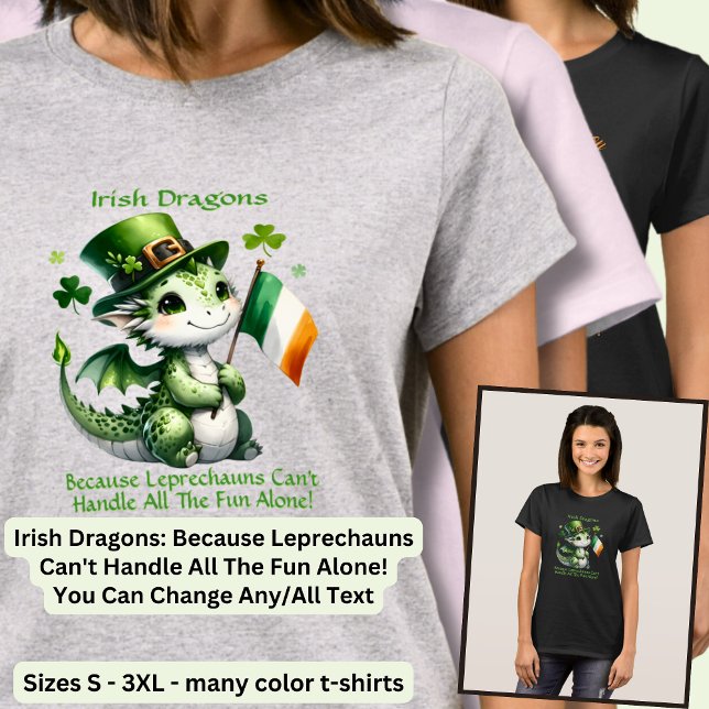 Change Text, Irish Dragons, Leprechauns Fun, T-Shirt (Creator Uploaded)