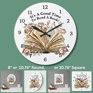 Change Text - It's Good Time To Read A Book Large Clock