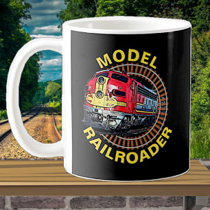 Change Text Model Railroader Red Yellow Diesel     Coffee Mug