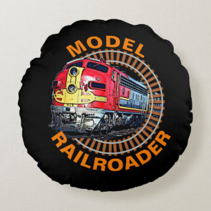 Change Text Model Railroader Red Yellow Diesel Thr Round Pillow