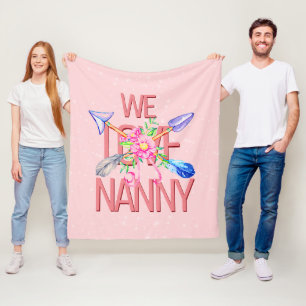 Change Text Name Boho Arrows Flowers We Love NANNY Fleece Blanket
