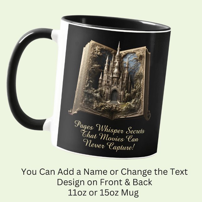 Change Text, Pages Whisper Secrets, Book 3D Castle Mug (Creator Uploaded)