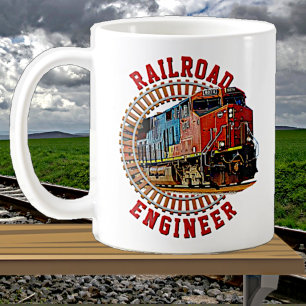 Change Text Railroad Engineer Diesel Locomotive Coffee Mug