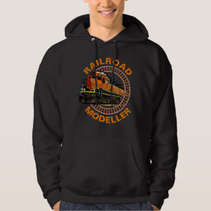 Change Text Railroad Modeller Orange Diesel Train  Hoodie