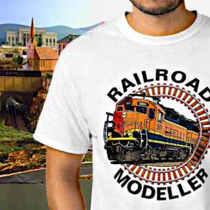 Change Text Railroad Modeller Orange Diesel Train T-Shirt