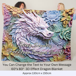 Change Text, Soft Pastels 3D Effect Dragon 60"x80" Fleece Blanket