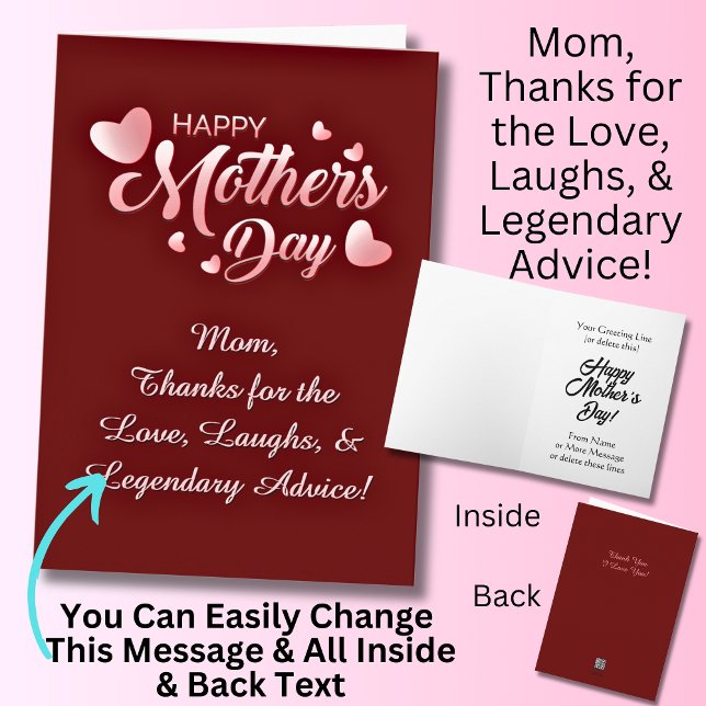Change Text, Thanks for the  Love, Laughs & Advice Card (Creator Uploaded)