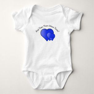 Change Text, Then There Were Three! Blue Hearts  B Baby Bodysuit