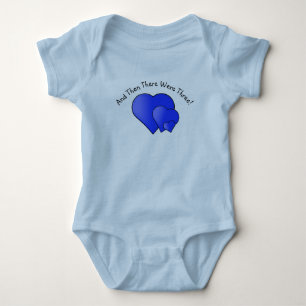 Change Text, Then There Were Three! Blue Hearts  Baby Bodysuit