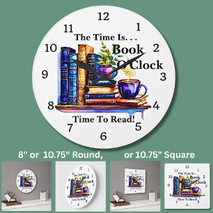 Change Text - Time Is Book O'clock Large Clock