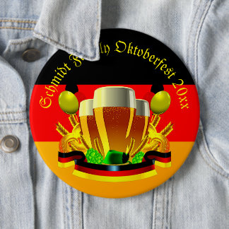 Change Text Year Octoberfest 20xx Beer Glasses Bu 6 Inch Round Button